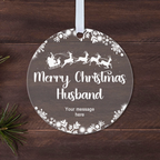 Personalised Husband or Wife Christmas Bauble – Santa Sleigh Design