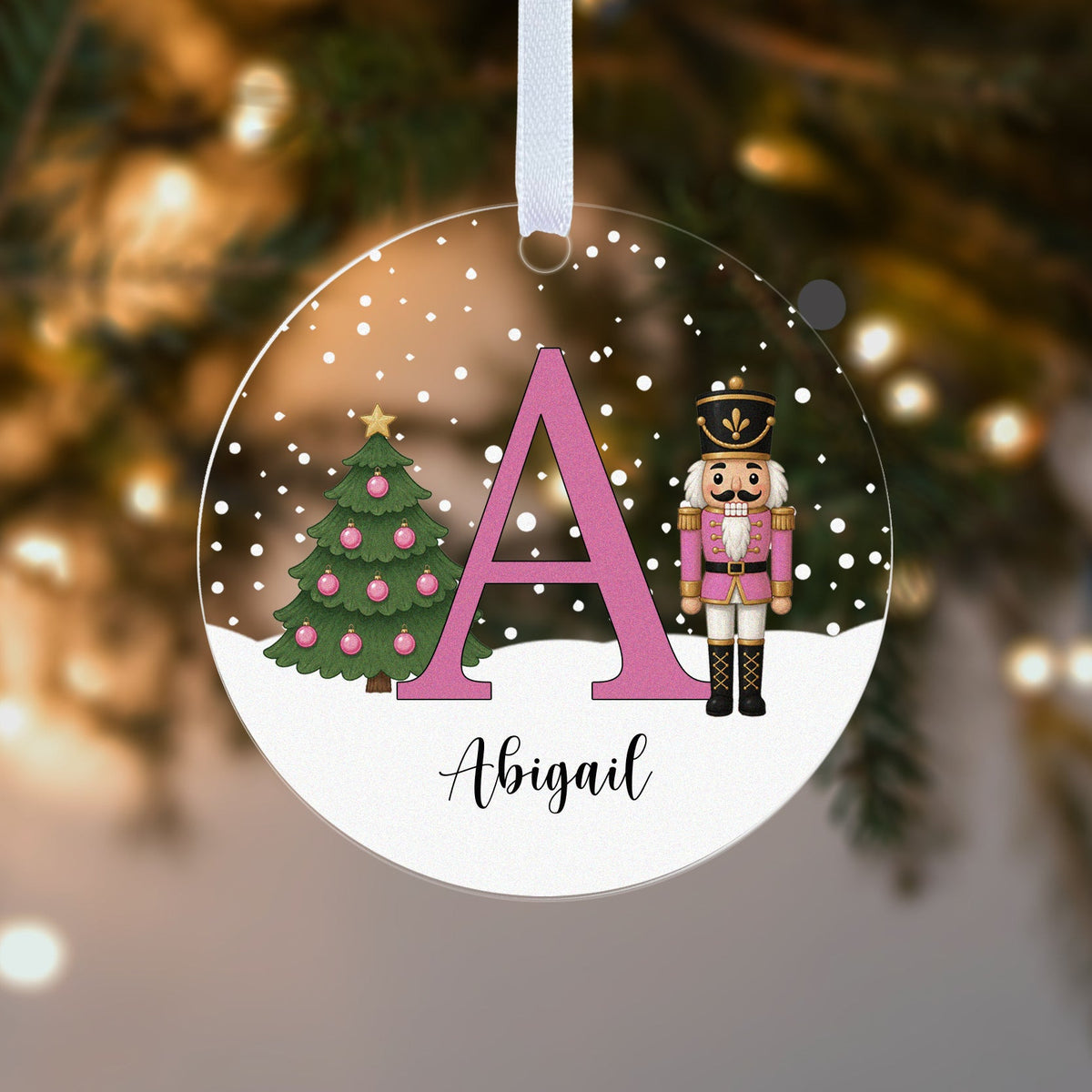 Personalised Nutcracker Initial Christmas Bauble – Pink, Blue or Red Letter