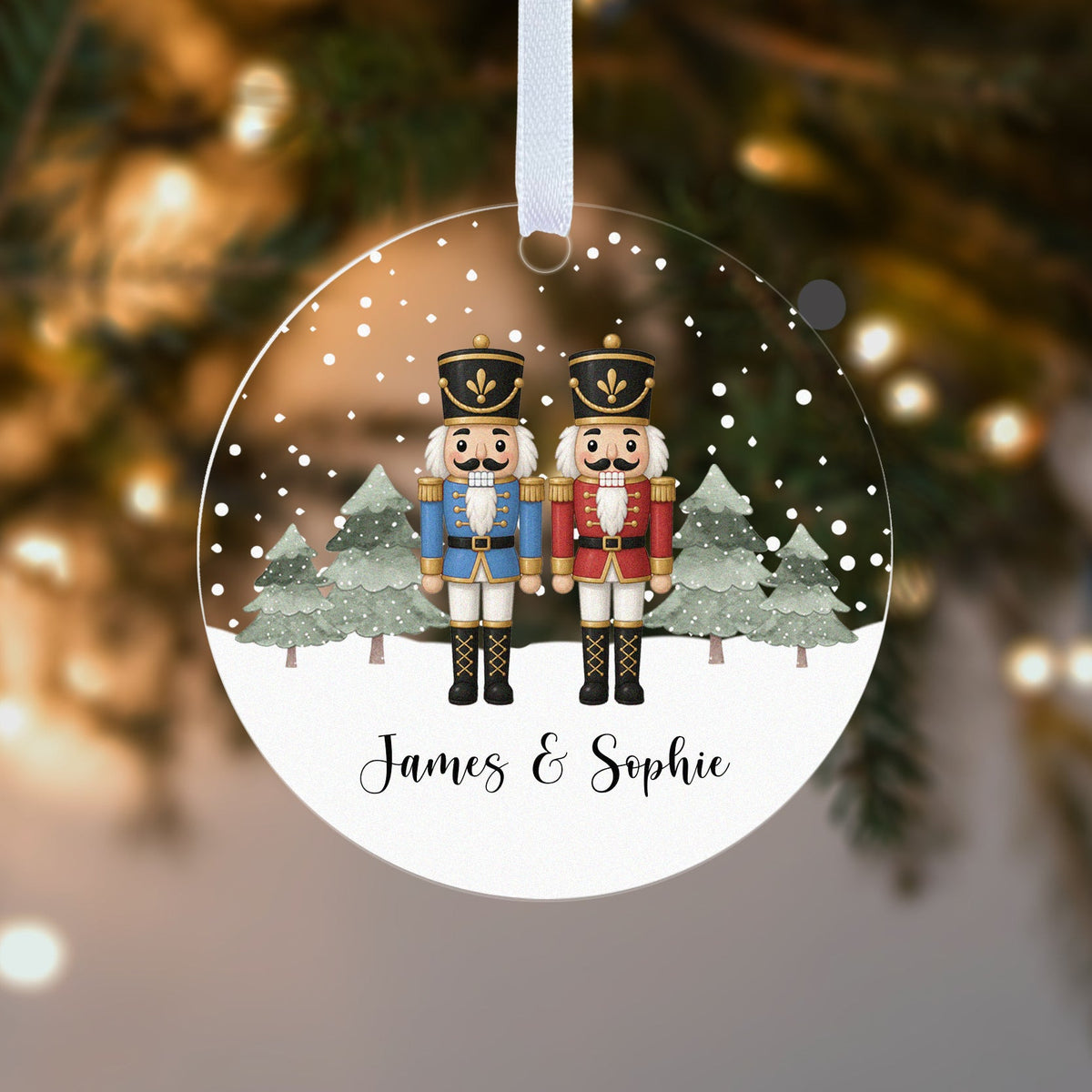 Personalised Nutcracker Couple Christmas Bauble – Both Names