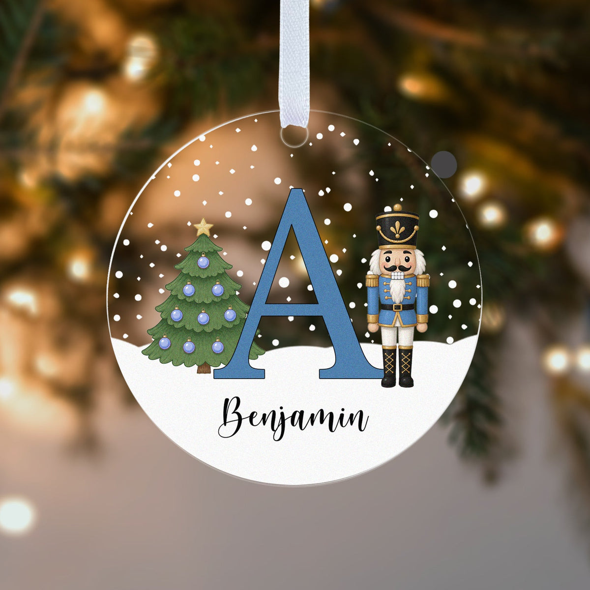Personalised Nutcracker Initial Christmas Bauble – Pink, Blue or Red Letter