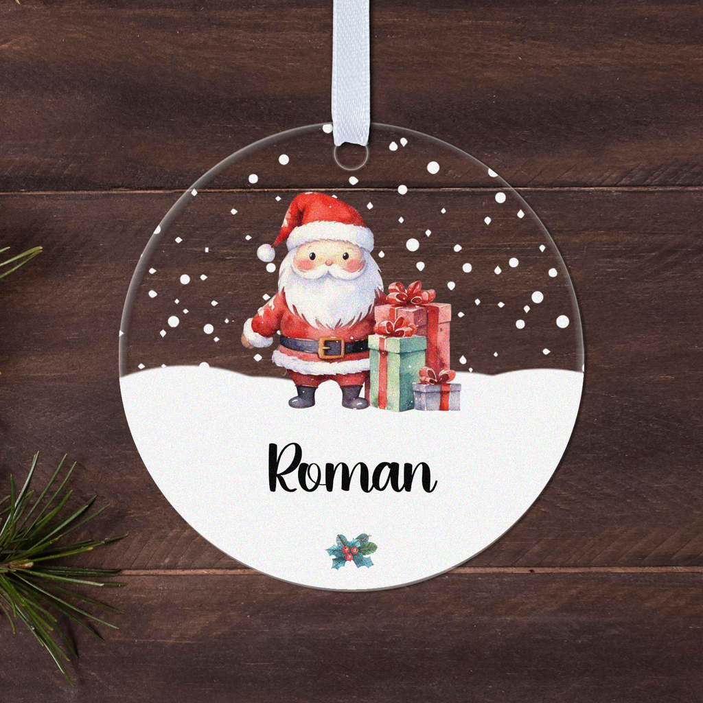 Personalised Father Christmas Bauble – Santa Design with Child's Name