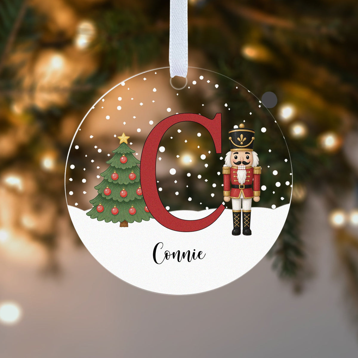 Personalised Nutcracker Initial Christmas Bauble – Pink, Blue or Red Letter
