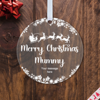 Personalised Mum & Dad Christmas Bauble – Santa Sleigh Design