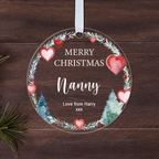 Personalised Couple's Christmas Bauble – Heart Wreath for Nan & Grandad