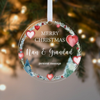 Personalised Couple's Christmas Bauble – Heart Wreath for Nan & Grandad