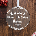Personalised Niece or Nephew Christmas Bauble – Santa Sleigh Design