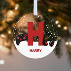 Personalised Gaming Initial Christmas Bauble – Pink, Blue, Red or Black