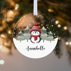 Personalised Penguin Christmas Bauble – Pink, Blue or Red with Name