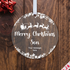 Personalised Son or Daughter Christmas Bauble – Santa Sleigh Design