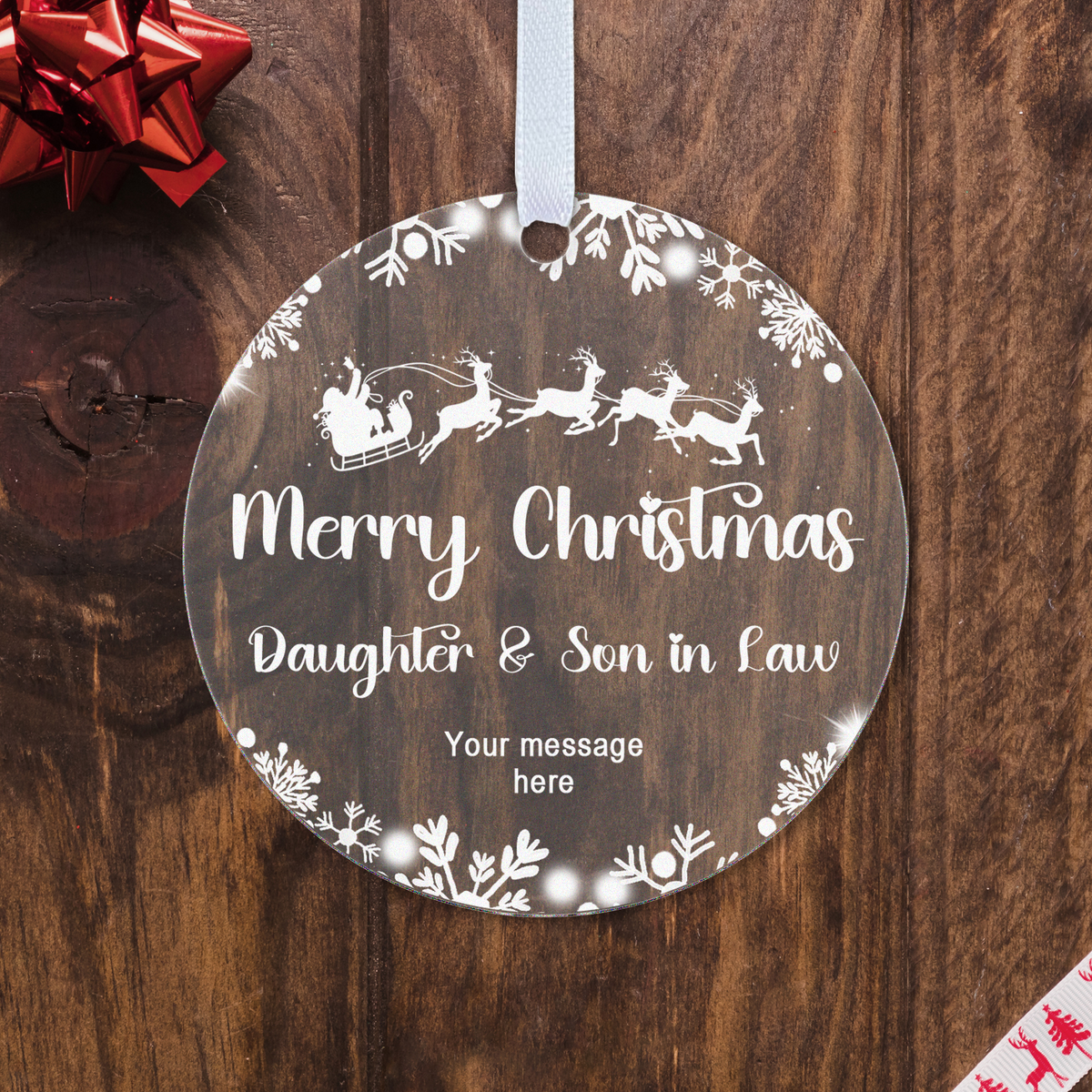 Personalised Son or Daughter Christmas Bauble – Santa Sleigh Design