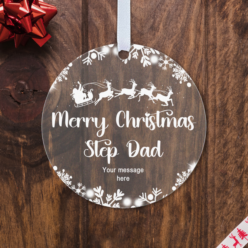 Personalised Mum & Dad Christmas Bauble – Santa Sleigh Design