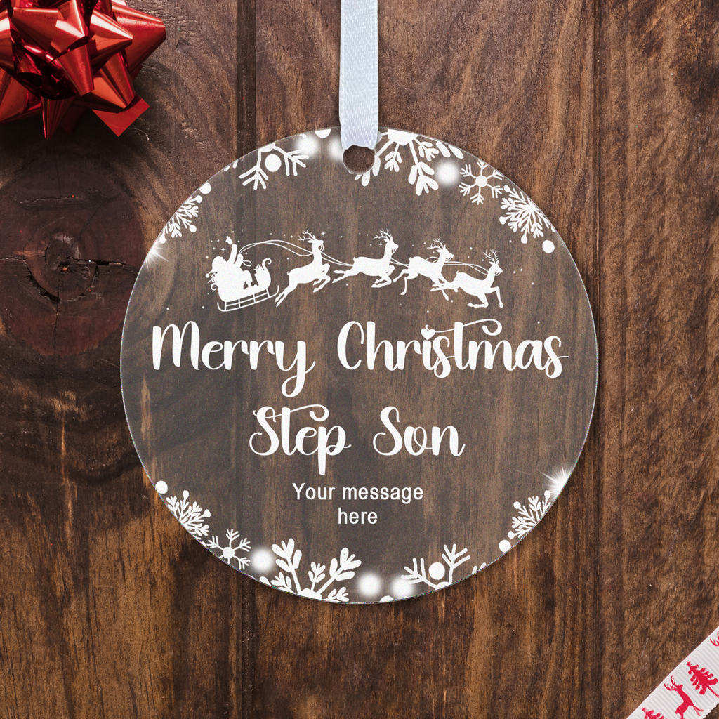 Personalised Son or Daughter Christmas Bauble – Santa Sleigh Design